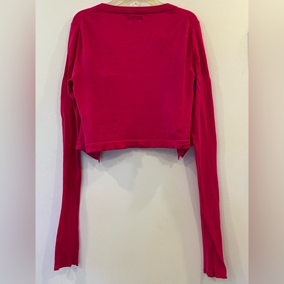 EXPRESS Cropped Ruffle Cardigan, Small - Picture 2 of 2